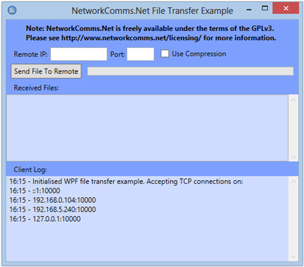 WPF file transfer application