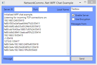 Example output of the completed application after the local server has been enabled.